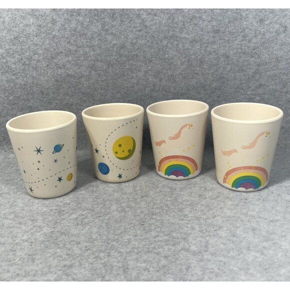 Pillowfort Kid Cups Melamine Set Of 4 Unicorn Rainbow Space Target 8 oz Camping - Picture 3 of 16